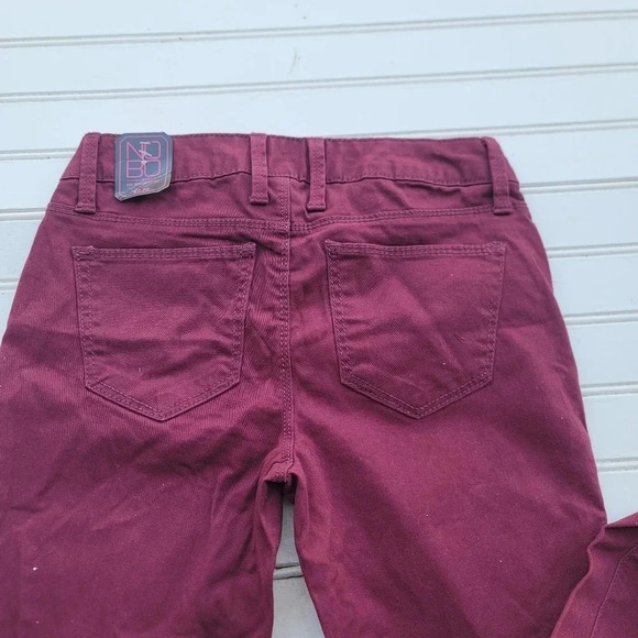 No BOUNDARIES Low Rise Stretch Skinny Fit Jeans Junior Pant Red Burgundy Sz 3 - Picture 2 of 9